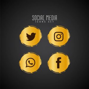 Social Media Sign – Black – 4 Icons